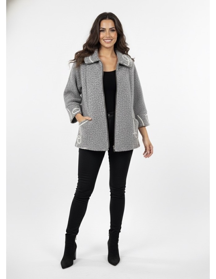Veste Zippée en Maille Douce Motif - Femme - Accueil