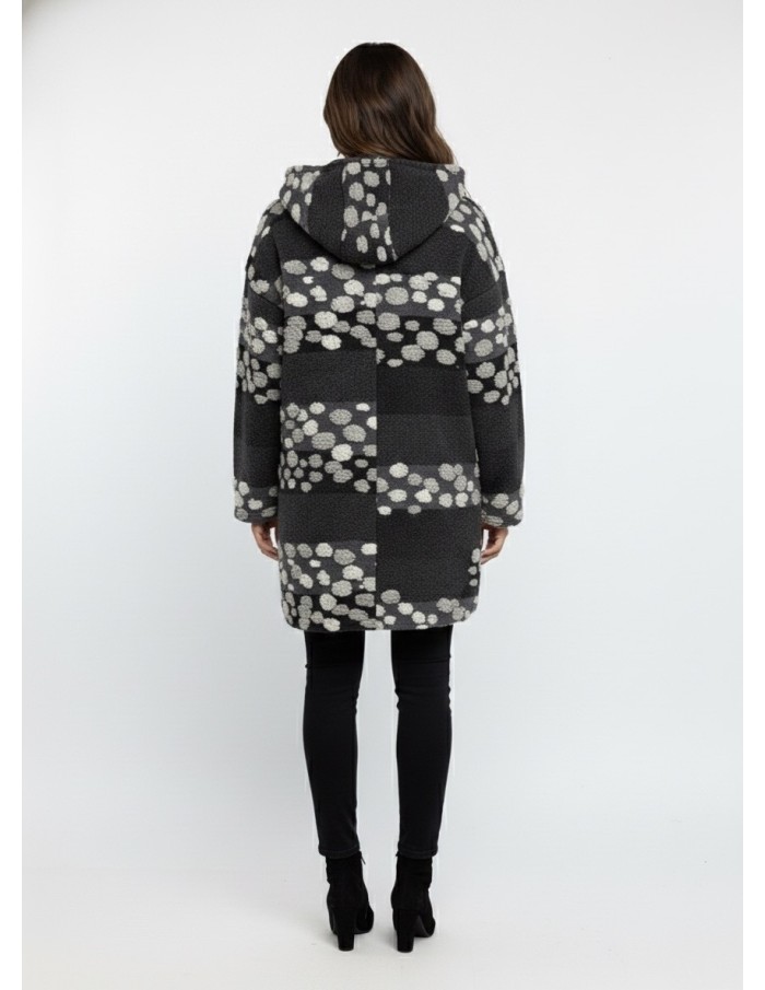 Veste en Laine à Capuche Gris/Noir - FEMME