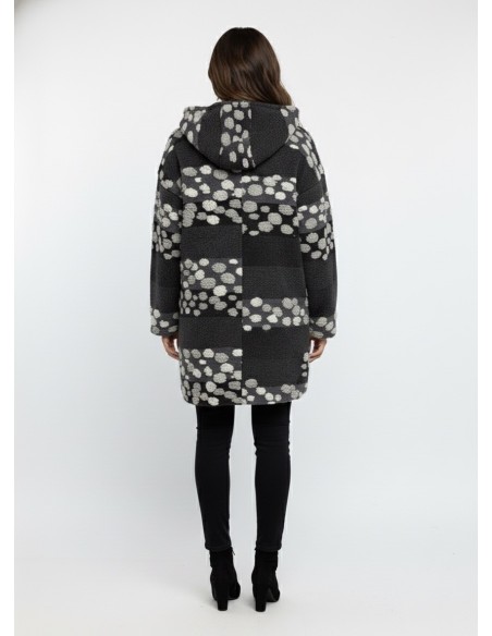 Veste en Laine à Capuche Gris/Noir - FEMME