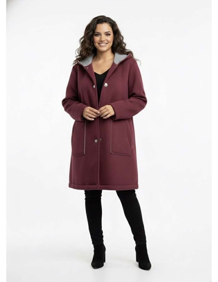 Manteau Mi-Long à Capuche et Bouton - FEMME