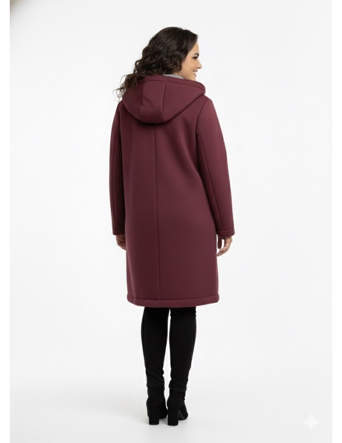 Manteau Mi-Long à Capuche et Bouton - FEMME