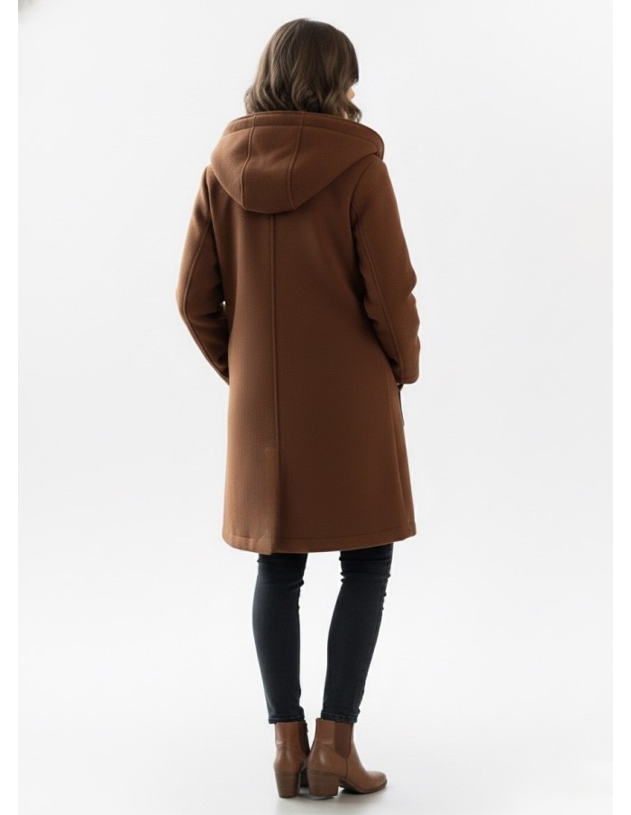 Manteau Mi-Long à Capuche et Bouton - FEMME