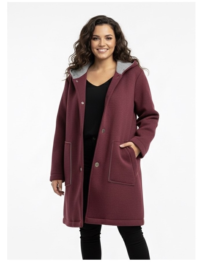 Manteau Mi-Long à Capuche et Bouton - FEMME