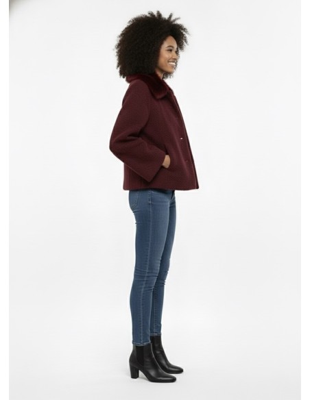 Veste Texturée avec Revers à Fourrure - FEMME - Accueil