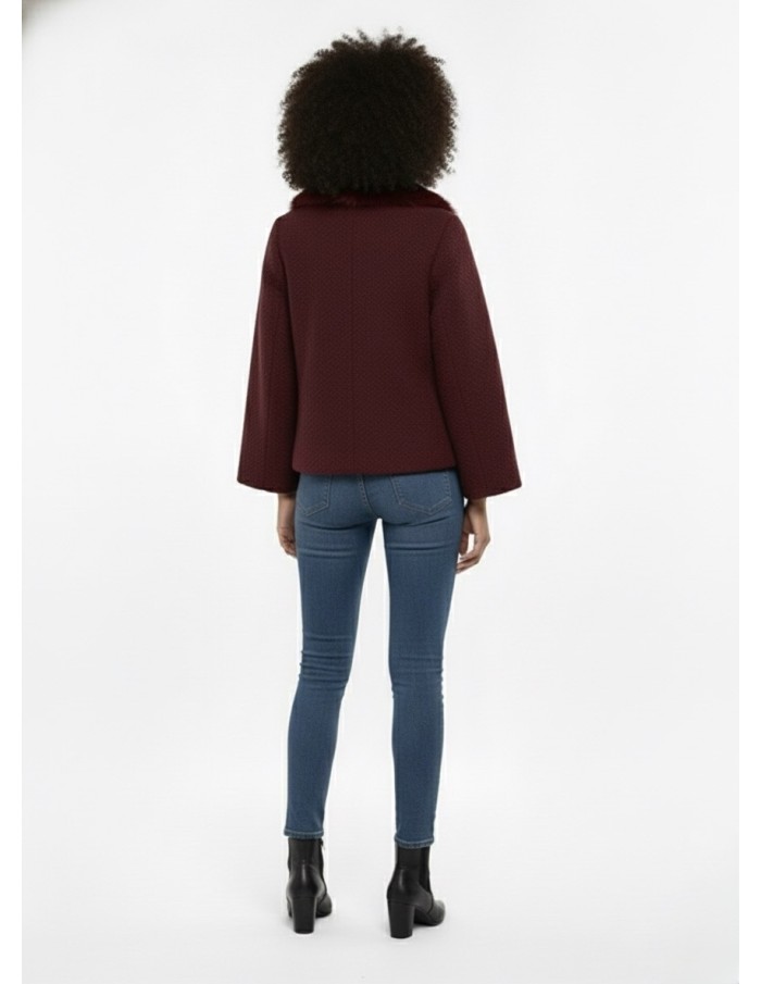 Veste Texturée avec Revers à Fourrure - FEMME - Accueil