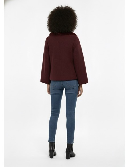 Veste Texturée avec Revers à Fourrure - FEMME - Accueil
