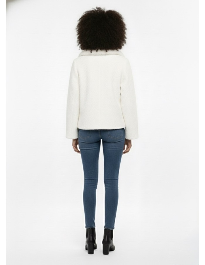 Veste Texturée avec Revers à Fourrure - FEMME - Accueil