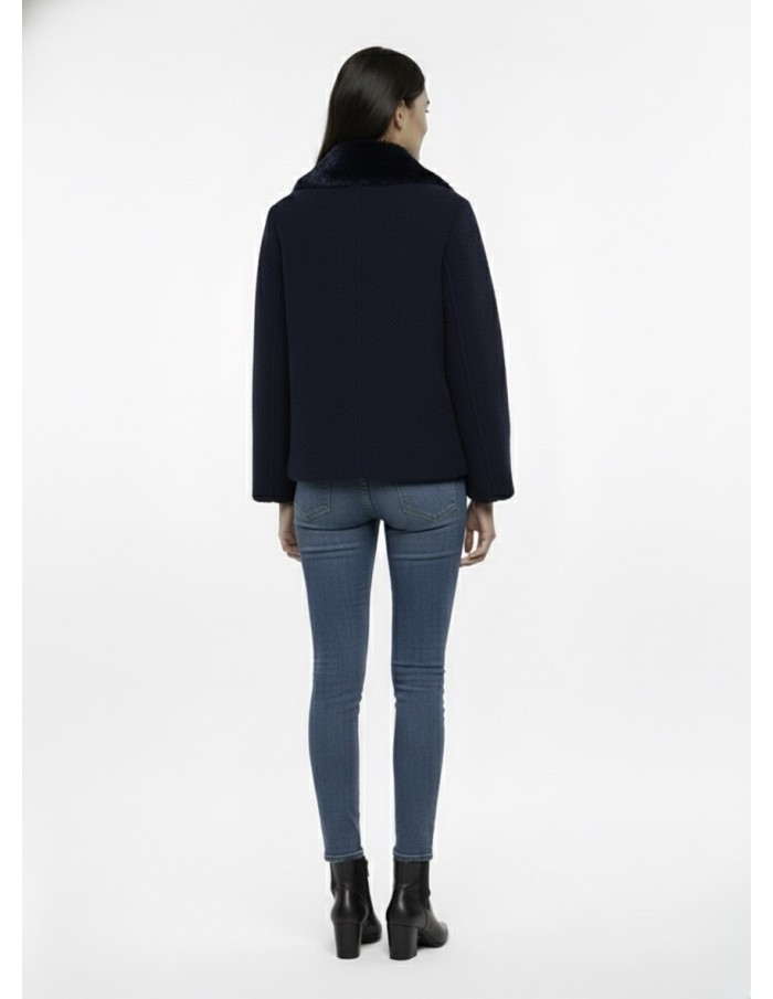 Veste Texturée avec Revers à Fourrure - FEMME - Accueil