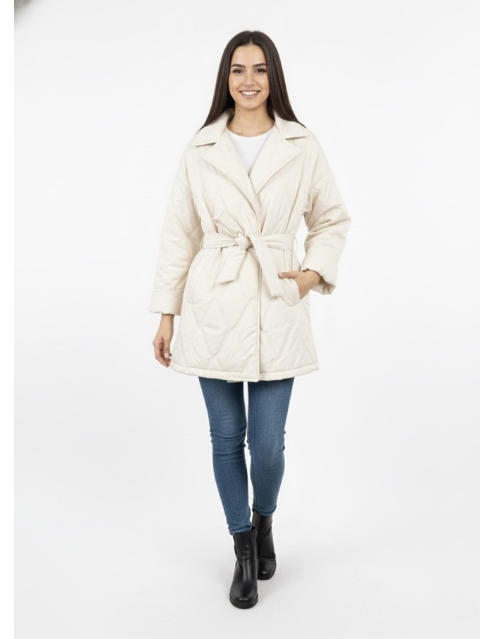 Doudoune Matelassée avec Ceinture et Col Revers - FEMME - Accueil