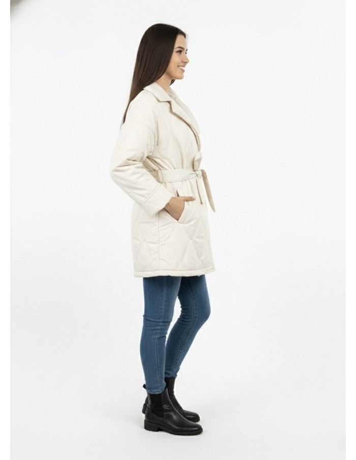 Doudoune Matelassée avec Ceinture et Col Revers - FEMME - Accueil
