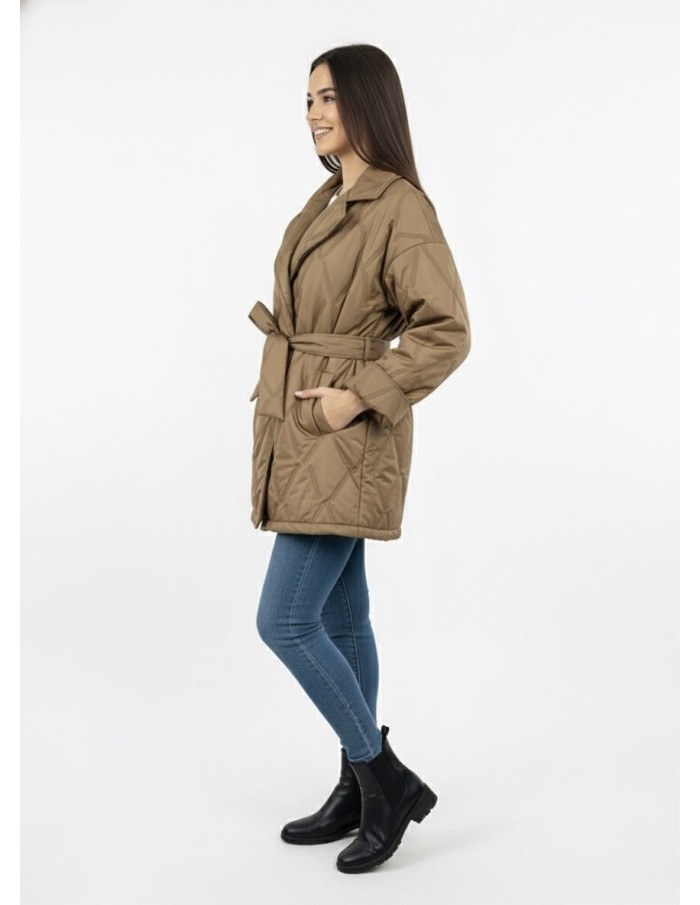 Doudoune Matelassée avec Ceinture et Col Revers - FEMME - Accueil