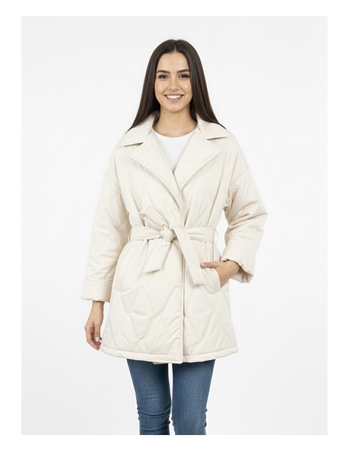 Doudoune Matelassée avec Ceinture et Col Revers - FEMME