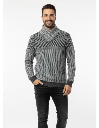 Pull à Col Croisé Motif Tissé – HOMME