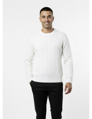 Pull Uni Côtelé Blanc – HOMME