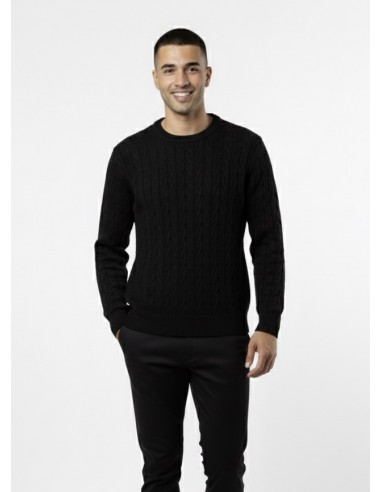 Pull Uni Côtelé Noir – HOMME