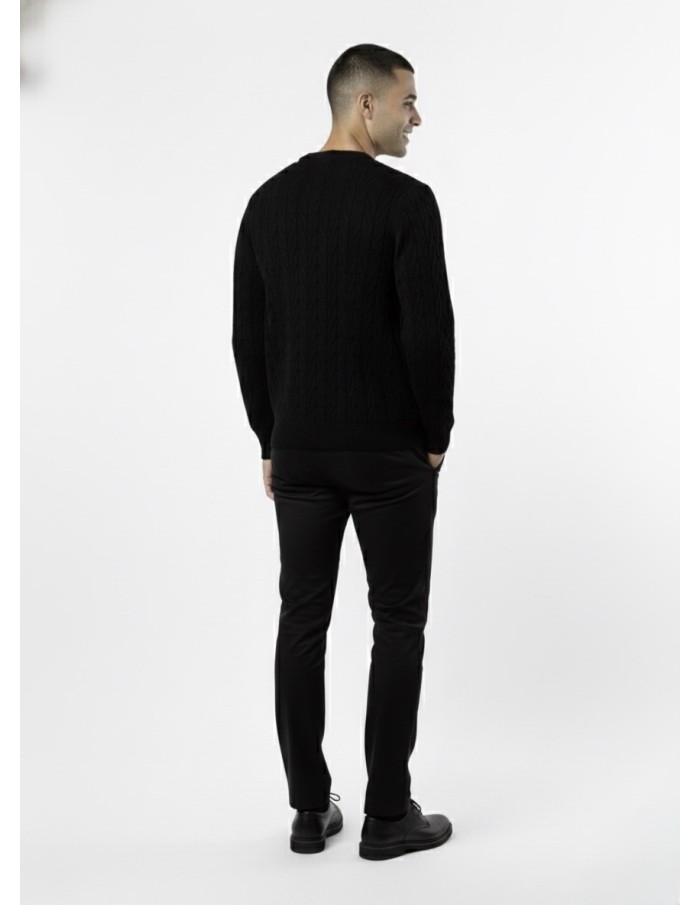 Pull Uni Côtelé Noir – HOMME