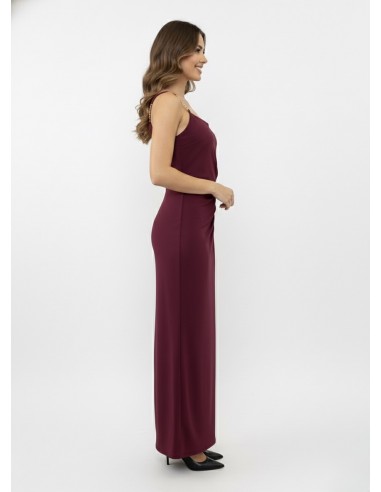 Robe Longue Bordeaux Bretelles Bijoux...