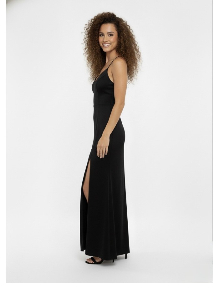 Robe LONGUE Noire à Bretelles – FEMME