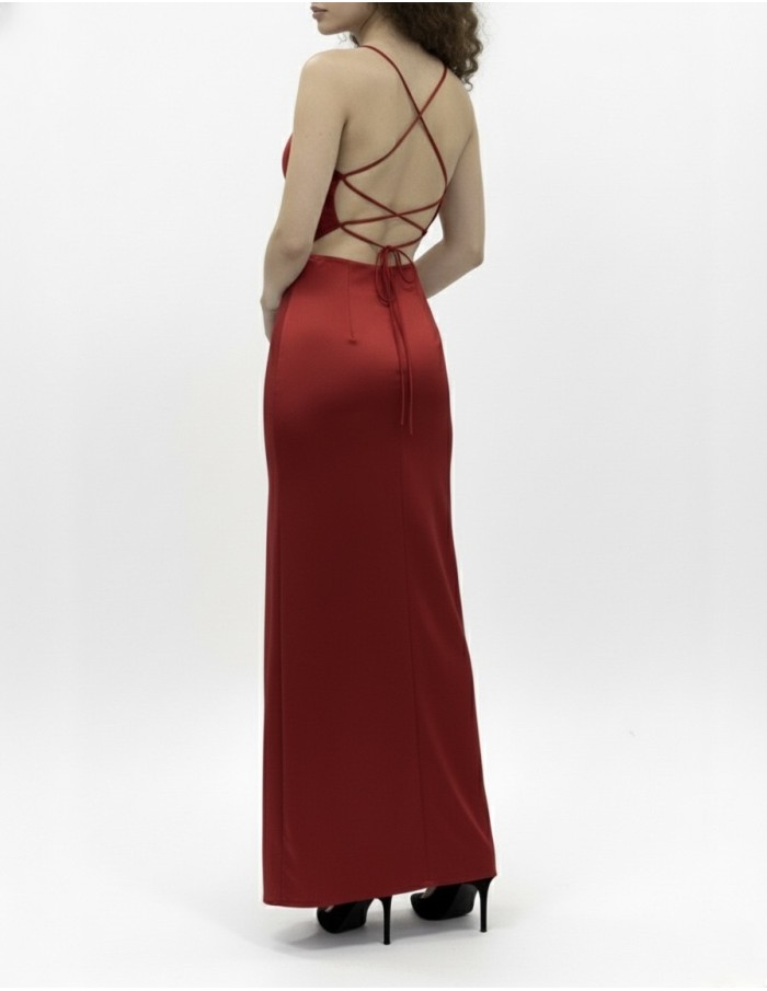 ROBE LONGUE ROUGE À BRETELLES – FEMME