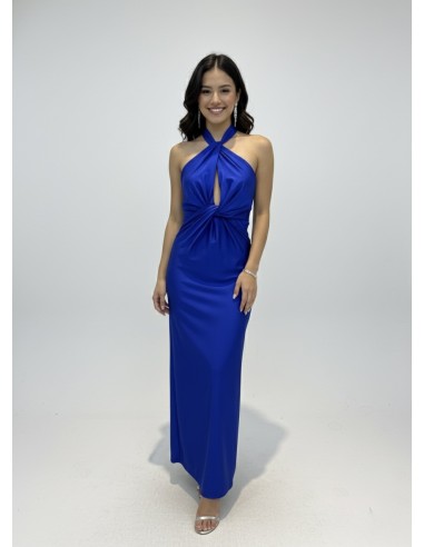 Robe Longue Bleue Royale Col Croisé &...