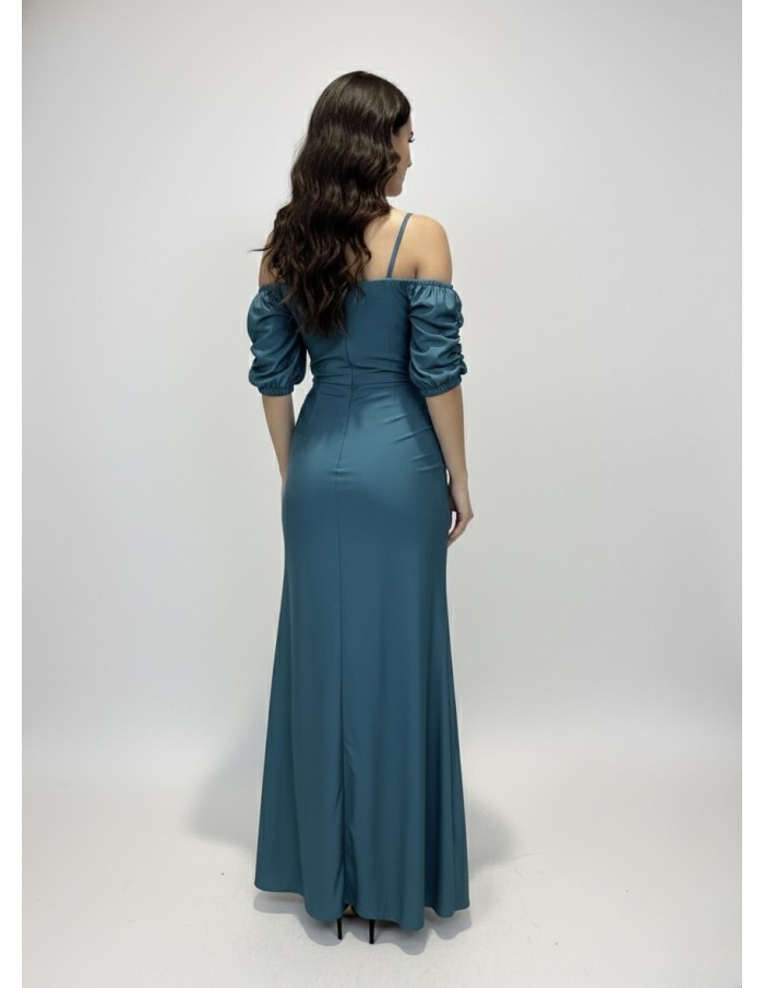 Robe Longue à Bretelles Manches Courtes Bouffantes - FEMME