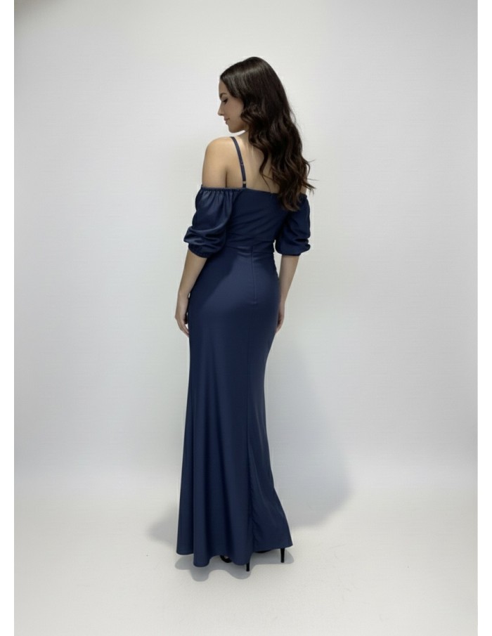 ROBE LONGUE À BRETELLES MANCHES COURTES BOUFFANTES - FEMME