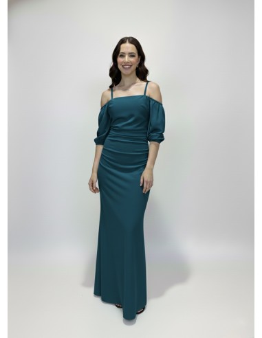 ROBE LONGUE BLEU À BRETELLES MANCHES...