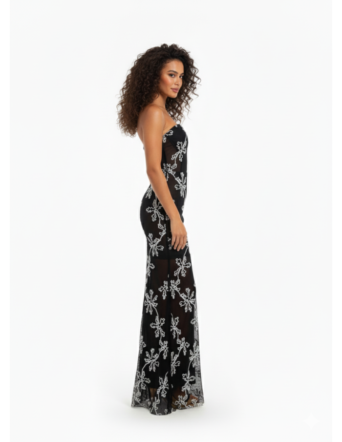 ROBE LONGUE BANDEAU NOIR & BLANC – FEMME