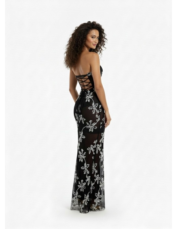 ROBE LONGUE BANDEAU NOIR & BLANC – FEMME