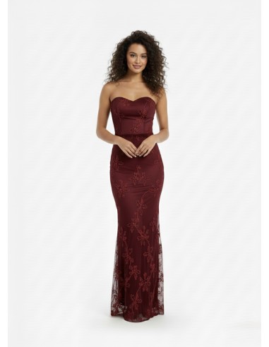 ROBE LONGUE BANDEAU BORDEAUX – FEMME