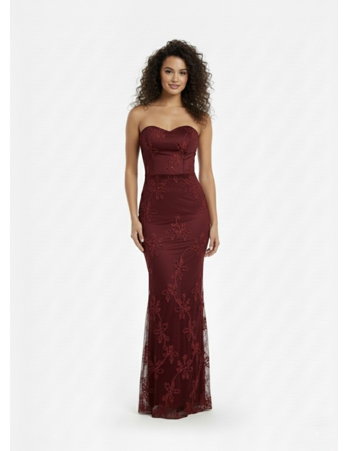 ROBE LONGUE BANDEAU BORDEAUX – FEMME