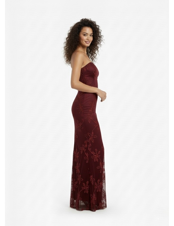 ROBE LONGUE BANDEAU BORDEAUX – FEMME
