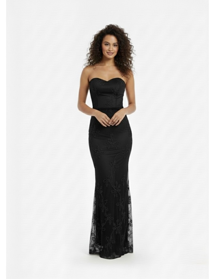ROBE LONGUE BANDEAU NOIR – FEMME