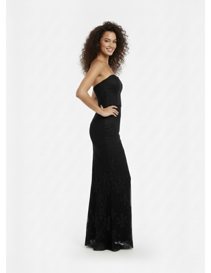 ROBE LONGUE BANDEAU NOIR – FEMME
