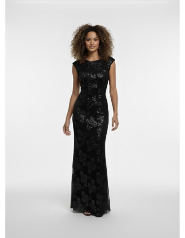ROBE LONGUE FLEURIE NOIR À DOS NU -...