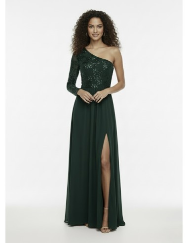ROBE LONGUE ASYMÉTRIQUE VERT - FEMME