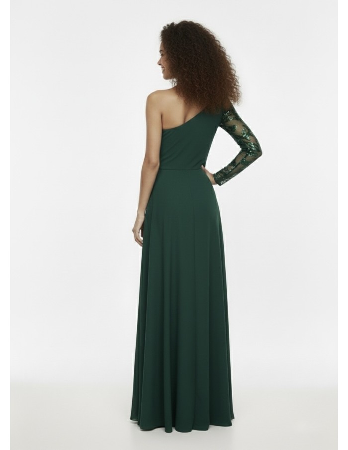 ROBE LONGUE ASYMÉTRIQUE VERT - FEMME