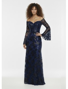 ROBE LONGUE BLEU MARINE COL...