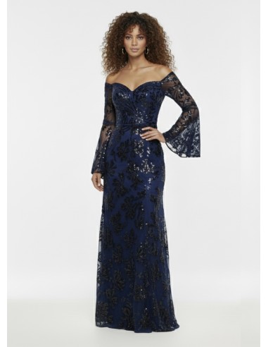 ROBE LONGUE BLEU MARINE COL BARDOT &...