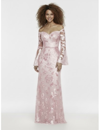 ROBE LONGUE ROSE COL BARDOT & MOTIFS...