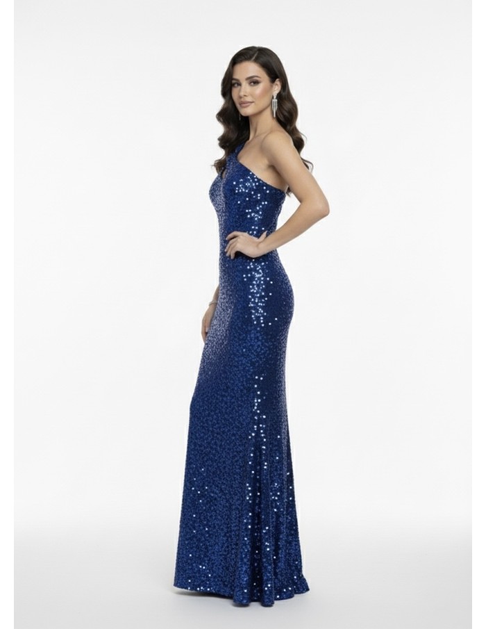 ROBE LONGUE ASYMÉTRIQUE À SEQUINS - FEMME