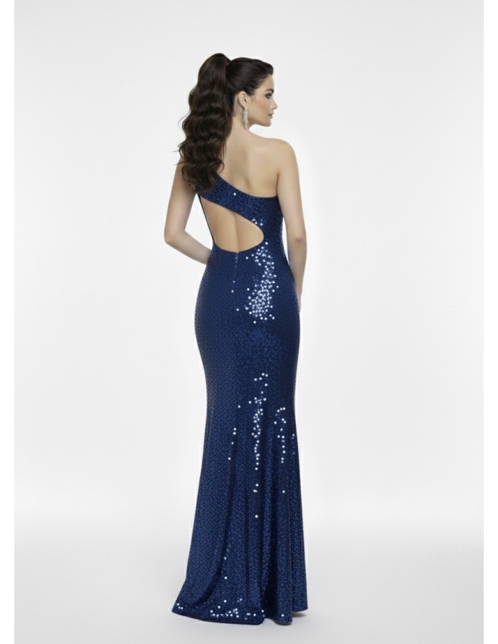 ROBE LONGUE ASYMÉTRIQUE À SEQUINS - FEMME