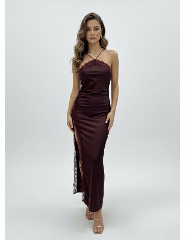 Robe Longue bordeaux Satinée...