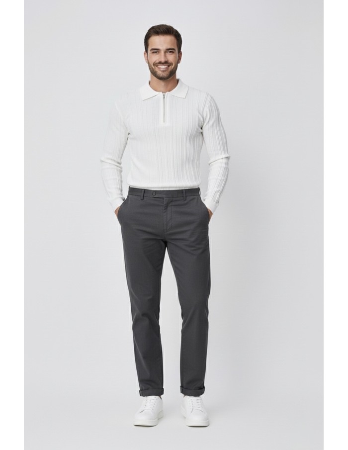 POLO MANCHES LONGUES COL REVERS & FERMETURE ZIP