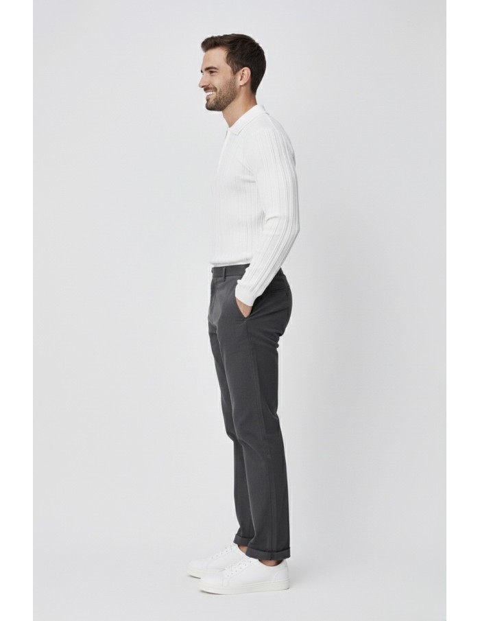 POLO MANCHES LONGUES COL REVERS & FERMETURE ZIP