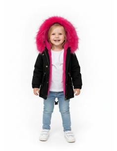 Parka Fourrure fushia NOIRE 16BM006 Baby Fille 2