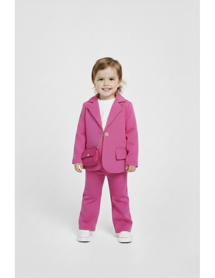 ensemble tailleur et sac bébé fille rose fushia - Accueil
