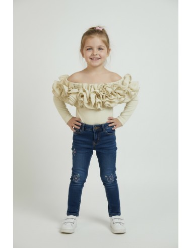 body à volants bébé fille beige