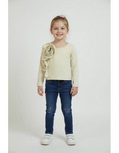 top manche longue fleur bébé fille BEIGE