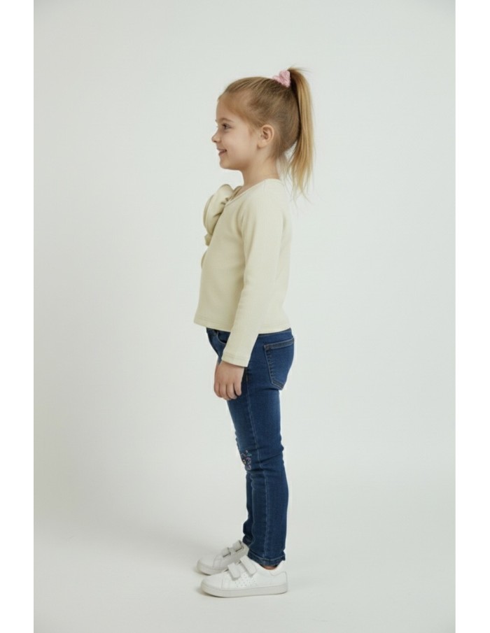 top manche longue fleur bébé fille BEIGE - Accueil